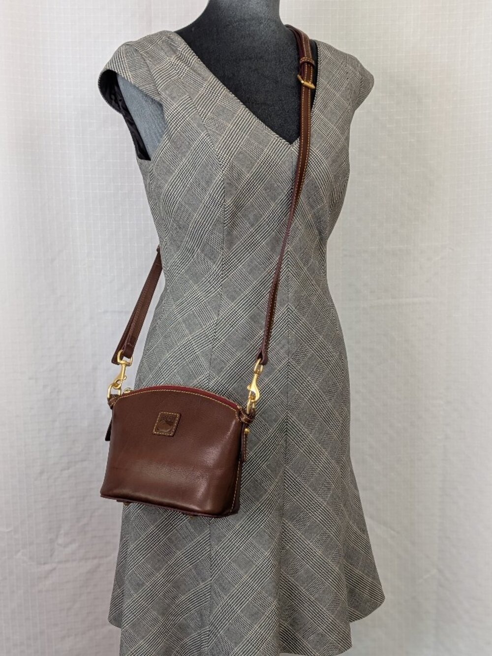 Dooney & Bourke Mini Domed Crossbody Brown Leather Zip Bag